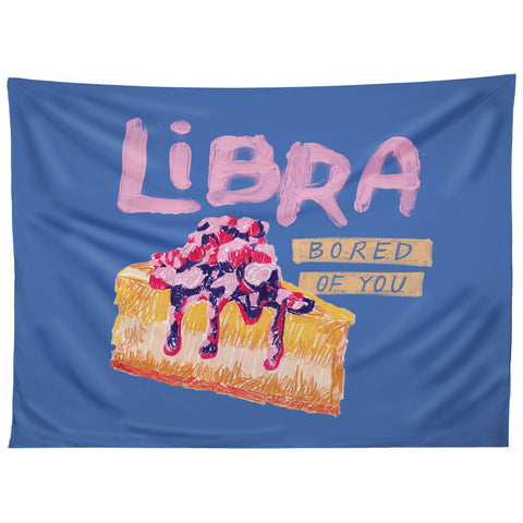 H Miller Ink Illustration Libra Sign in Warm Blue Tapestry