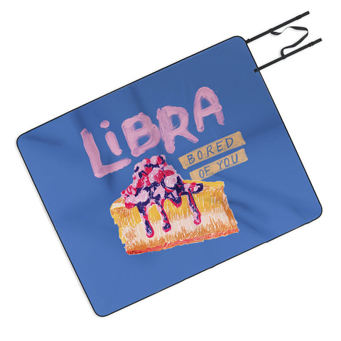 H Miller Ink Illustration Libra Sign in Warm Blue Picnic Blanket