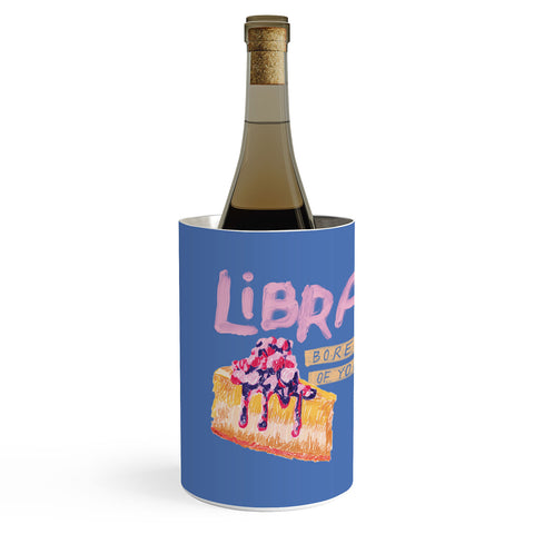 H Miller Ink Illustration Libra Sign in Warm Blue Wine Chiller