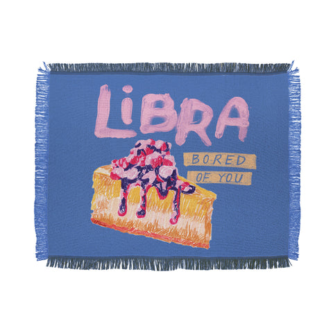 H Miller Ink Illustration Libra Sign in Warm Blue Throw Blanket
