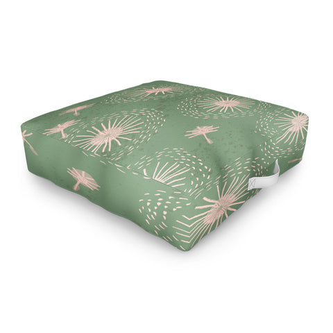 H Miller Ink Illustration Make A Wish Dandelion Pattern Outdoor Floor Cushion