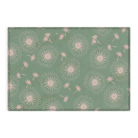 H Miller Ink Illustration Make A Wish Dandelion Pattern Outdoor Rug