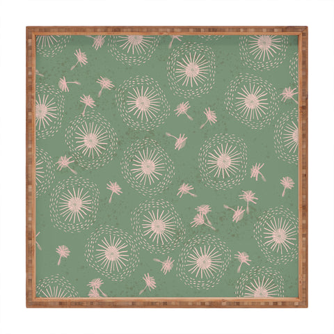 H Miller Ink Illustration Make A Wish Dandelion Pattern Square Tray