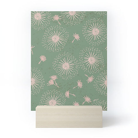 H Miller Ink Illustration Make A Wish Dandelion Pattern Mini Art Print