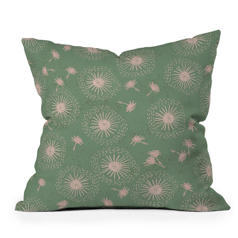 H Miller Ink Illustration Make A Wish Dandelion Pattern Throw Pillow