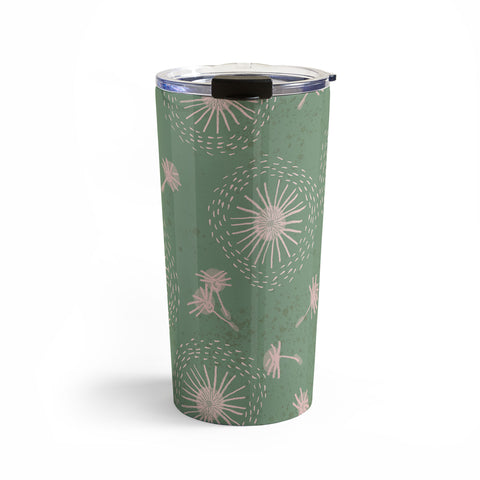 H Miller Ink Illustration Make A Wish Dandelion Pattern Travel Mug