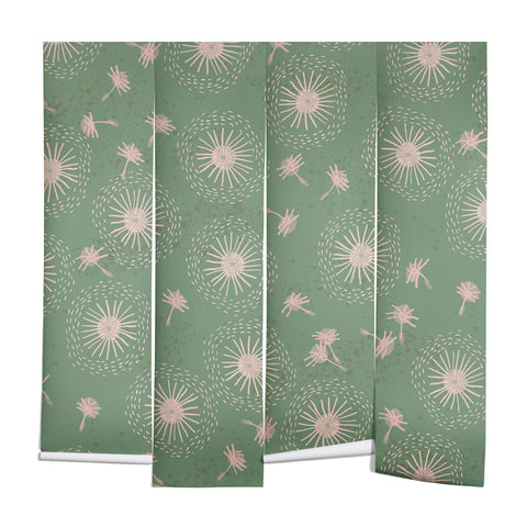 H Miller Ink Illustration Make A Wish Dandelion Pattern Wall Mural