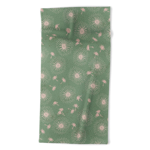 H Miller Ink Illustration Make A Wish Dandelion Pattern Beach Towel