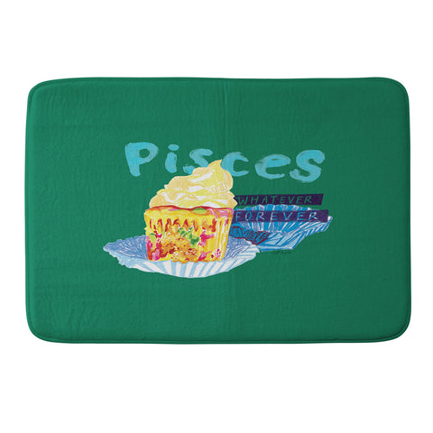 H Miller Ink Illustration Pisces Chill Vibes in Chive Green Memory Foam Bath Mat