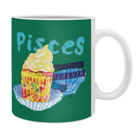 H Miller Ink Illustration Pisces Chill Vibes in Chive Green Coffee Mug