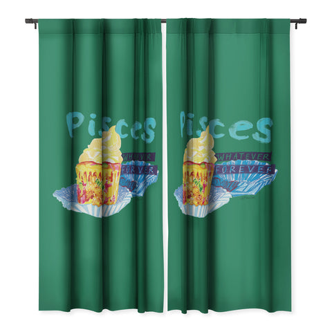 H Miller Ink Illustration Pisces Chill Vibes in Chive Green Blackout Non Repeat