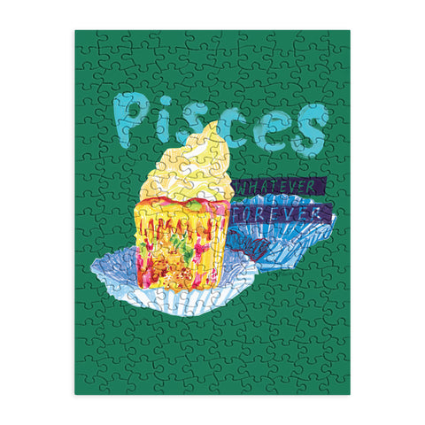 H Miller Ink Illustration Pisces Chill Vibes in Chive Green Puzzle