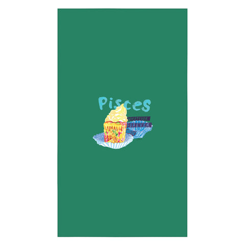 H Miller Ink Illustration Pisces Chill Vibes in Chive Green Tablecloth