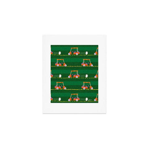 H Miller Ink Illustration Retro Golf Cart Rides Art Print