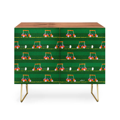H Miller Ink Illustration Retro Golf Cart Rides Credenza