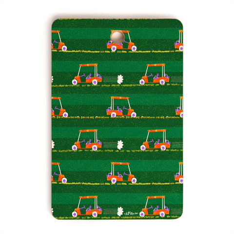 H Miller Ink Illustration Retro Golf Cart Rides Cutting Board Rectangle