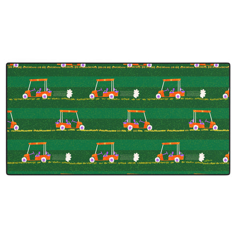 H Miller Ink Illustration Retro Golf Cart Rides Desk Mat