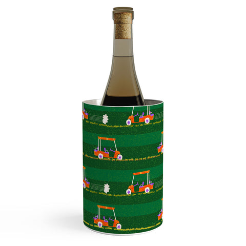 H Miller Ink Illustration Retro Golf Cart Rides Wine Chiller