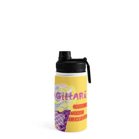 H Miller Ink Illustration Sagittarius Cares in Sunshine Yellow Water Bottle