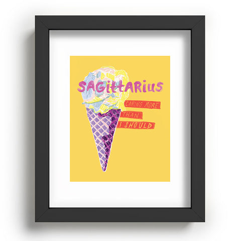 H Miller Ink Illustration Sagittarius Cares in Sunshine Yellow Recessed Framing Rectangle
