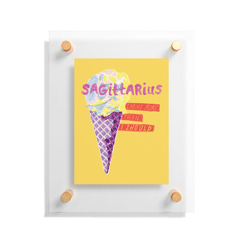 H Miller Ink Illustration Sagittarius Cares in Sunshine Yellow Floating Acrylic Print
