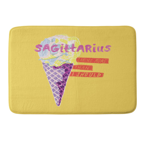H Miller Ink Illustration Sagittarius Cares in Sunshine Yellow Memory Foam Bath Mat