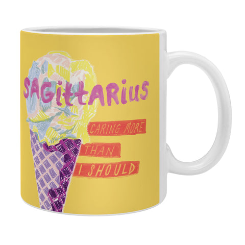 H Miller Ink Illustration Sagittarius Cares in Sunshine Yellow Coffee Mug