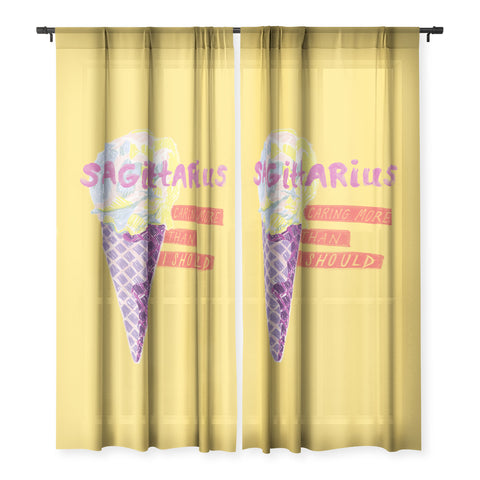 H Miller Ink Illustration Sagittarius Cares in Sunshine Yellow Sheer Non Repeat