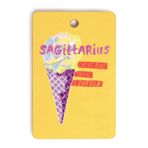 H Miller Ink Illustration Sagittarius Cares in Sunshine Yellow Cutting Board Rectangle