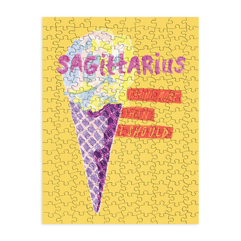 H Miller Ink Illustration Sagittarius Cares in Sunshine Yellow Puzzle