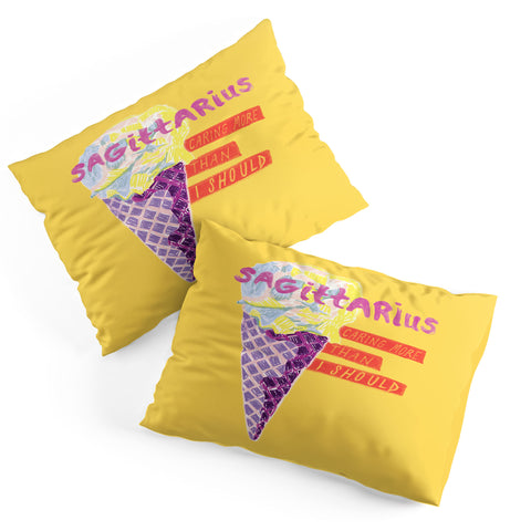 H Miller Ink Illustration Sagittarius Cares in Sunshine Yellow Pillow Shams