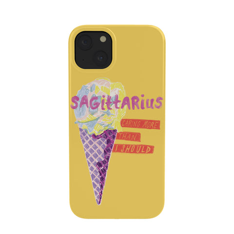 H Miller Ink Illustration Sagittarius Cares in Sunshine Yellow Phone Case