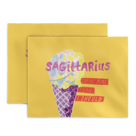 H Miller Ink Illustration Sagittarius Cares in Sunshine Yellow Placemat