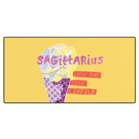 H Miller Ink Illustration Sagittarius Cares in Sunshine Yellow Desk Mat