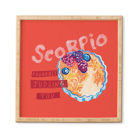 H Miller Ink Illustration Scorpio Mood in Tomato Red Framed Wall Art