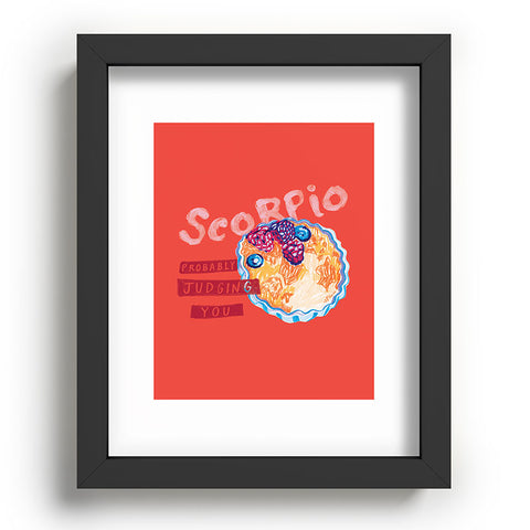 H Miller Ink Illustration Scorpio Mood in Tomato Red Recessed Framing Rectangle