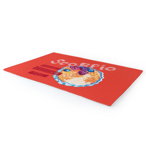 H Miller Ink Illustration Scorpio Mood in Tomato Red Area Rug