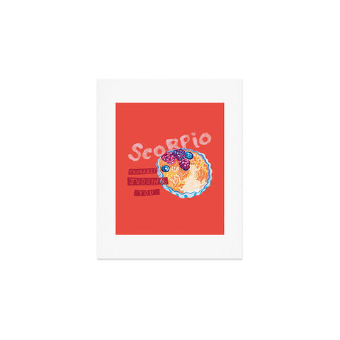 H Miller Ink Illustration Scorpio Mood in Tomato Red Art Print