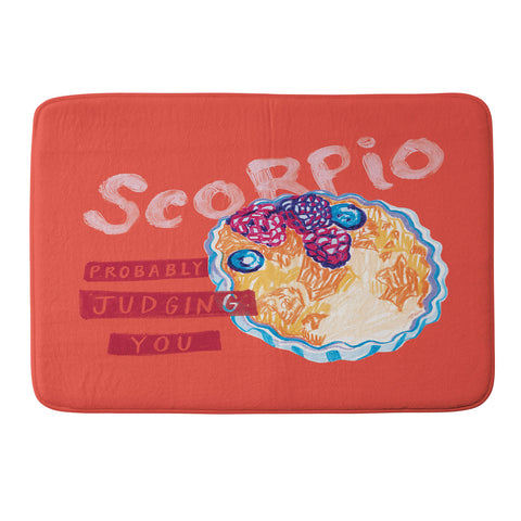H Miller Ink Illustration Scorpio Mood in Tomato Red Memory Foam Bath Mat