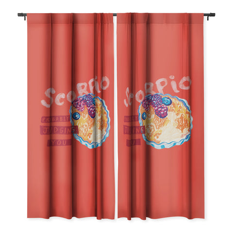 H Miller Ink Illustration Scorpio Mood in Tomato Red Blackout Non Repeat