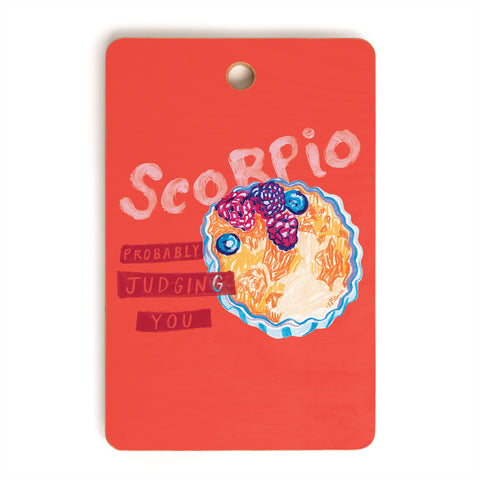H Miller Ink Illustration Scorpio Mood in Tomato Red Cutting Board Rectangle