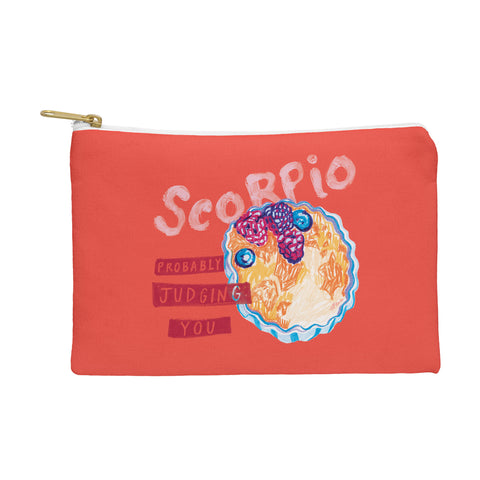 H Miller Ink Illustration Scorpio Mood in Tomato Red Pouch