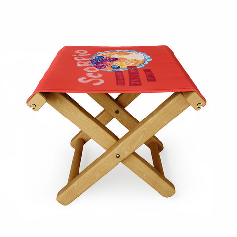 H Miller Ink Illustration Scorpio Mood in Tomato Red Folding Stool