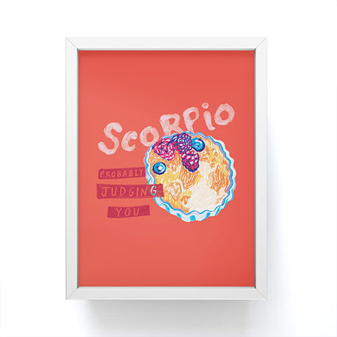 H Miller Ink Illustration Scorpio Mood in Tomato Red Framed Mini Art Print
