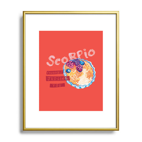 H Miller Ink Illustration Scorpio Mood in Tomato Red Metal Framed Art Print
