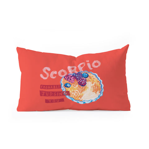 H Miller Ink Illustration Scorpio Mood in Tomato Red Oblong Throw Pillow