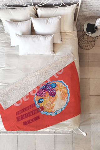 H Miller Ink Illustration Scorpio Mood in Tomato Red Fleece Throw Blanket