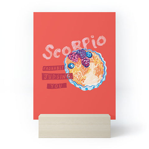 H Miller Ink Illustration Scorpio Mood in Tomato Red Mini Art Print