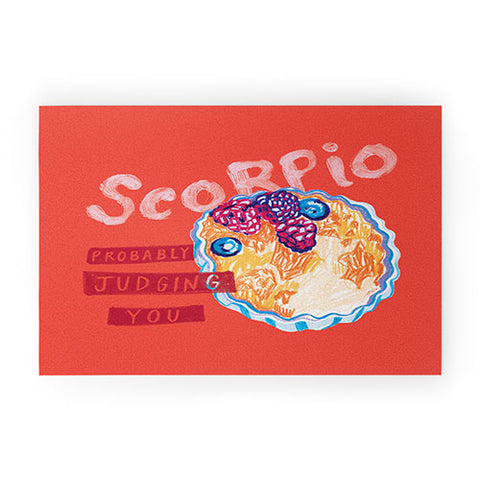 H Miller Ink Illustration Scorpio Mood in Tomato Red Welcome Mat