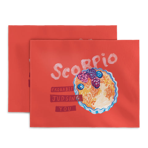 H Miller Ink Illustration Scorpio Mood in Tomato Red Placemat